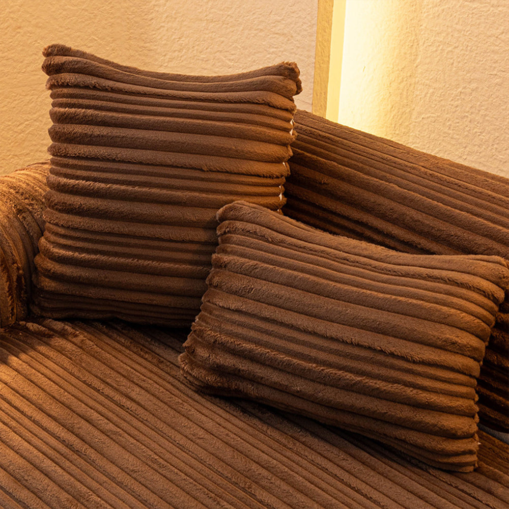 Creamy Ribbed Plush Non Slip Couch Cover for Winter Comfort