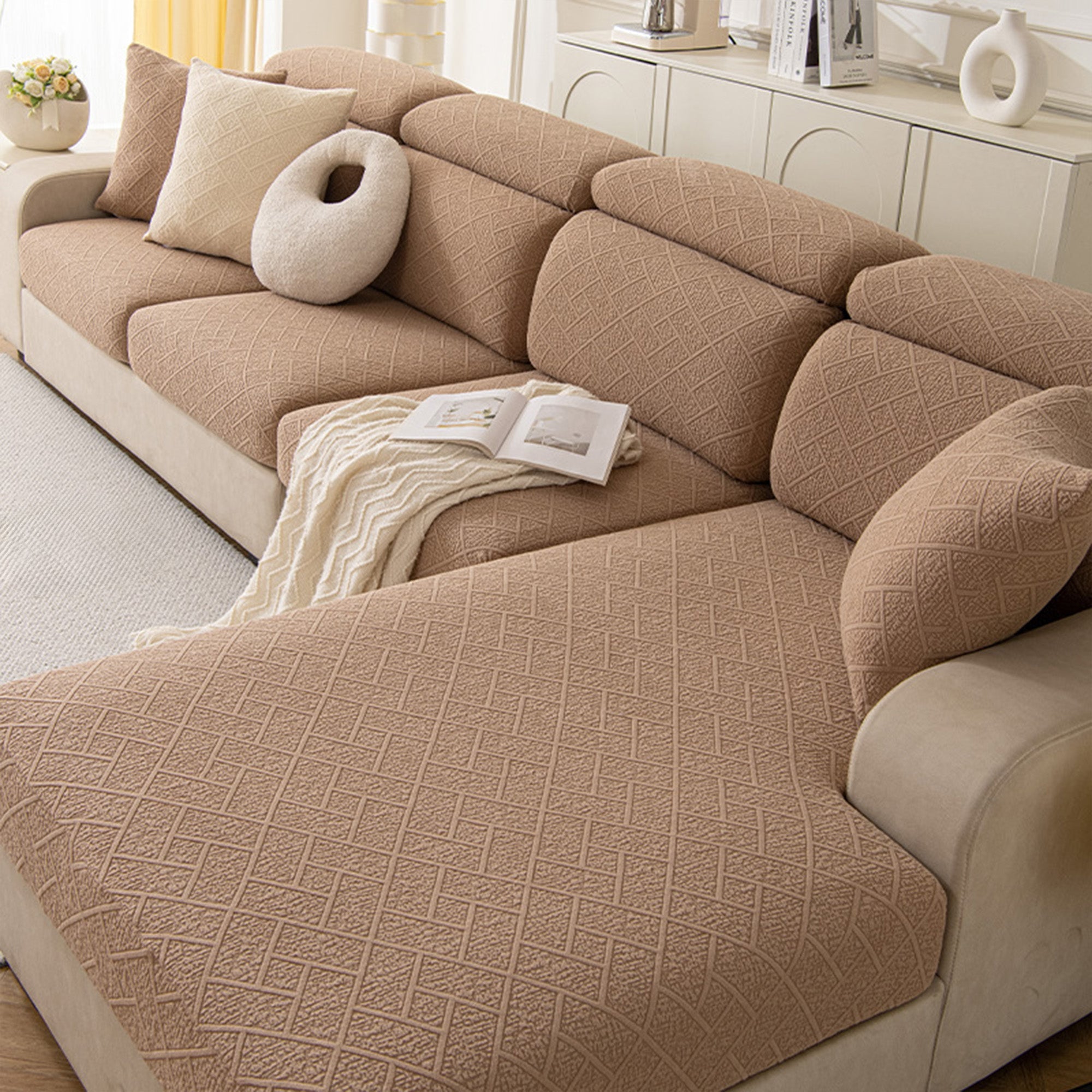 Luxury Diamond Knit Stretch Sofa Cover for Modern Pet Friendly Homes