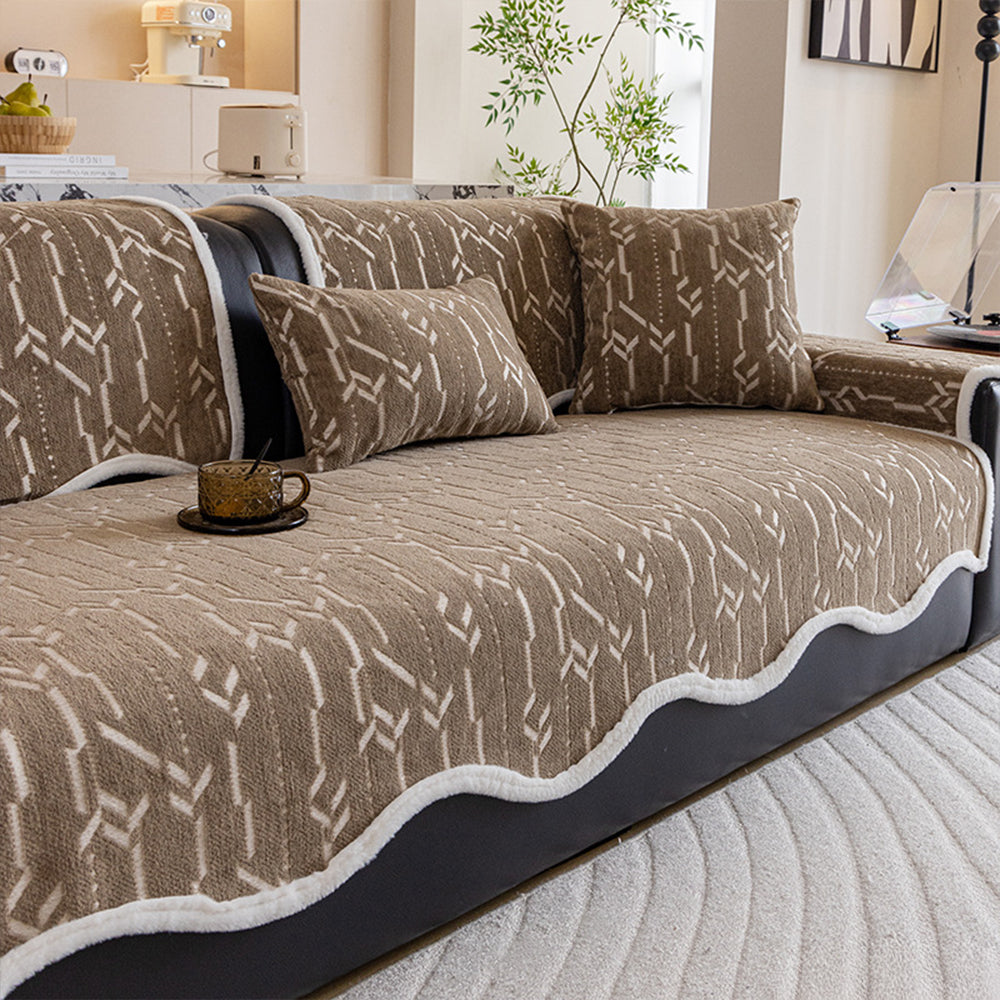 Nordic Arrow Chenille Non Slip Couch Cover for Modern Homes