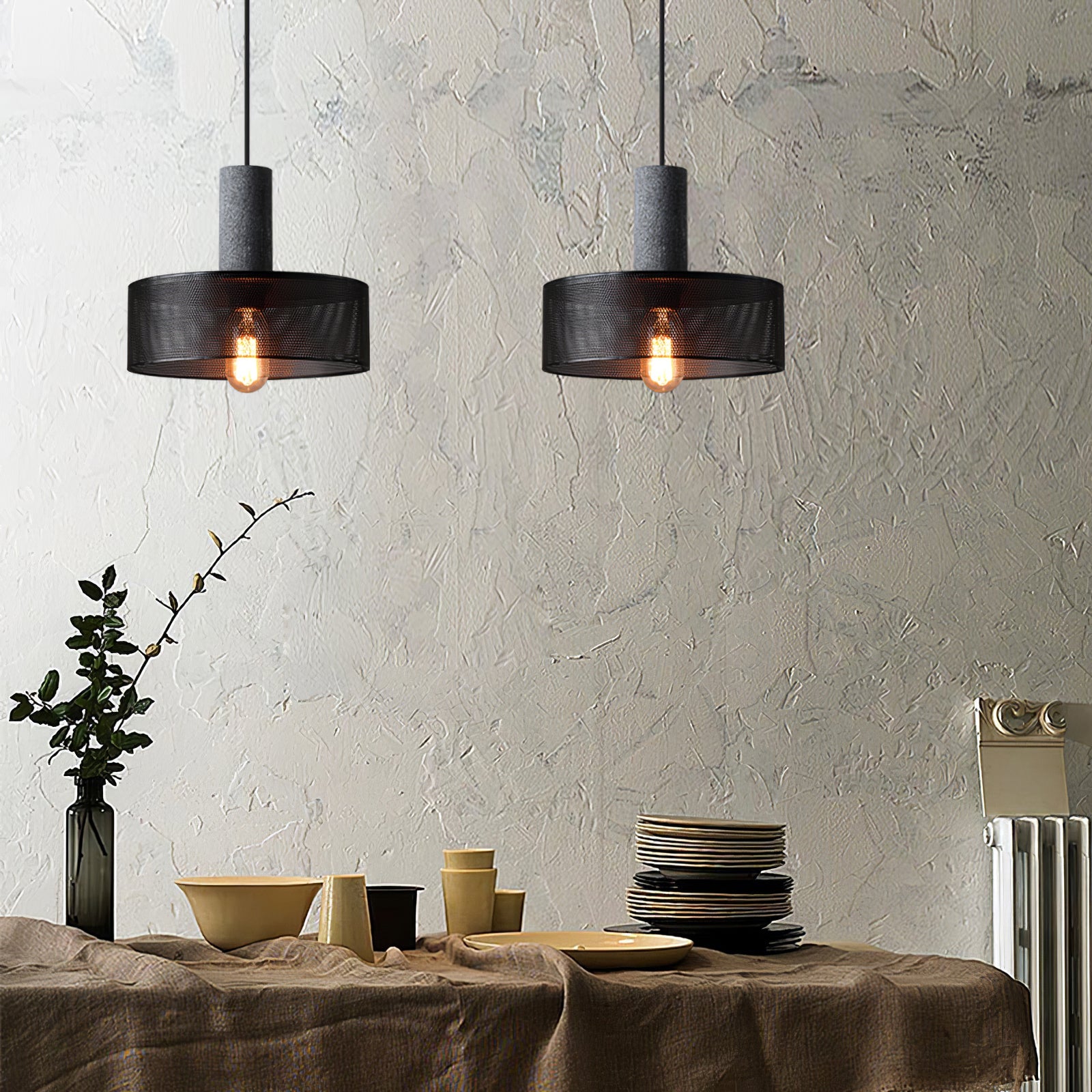 Concrete Pendant Light Industrial Ceiling Lamp
