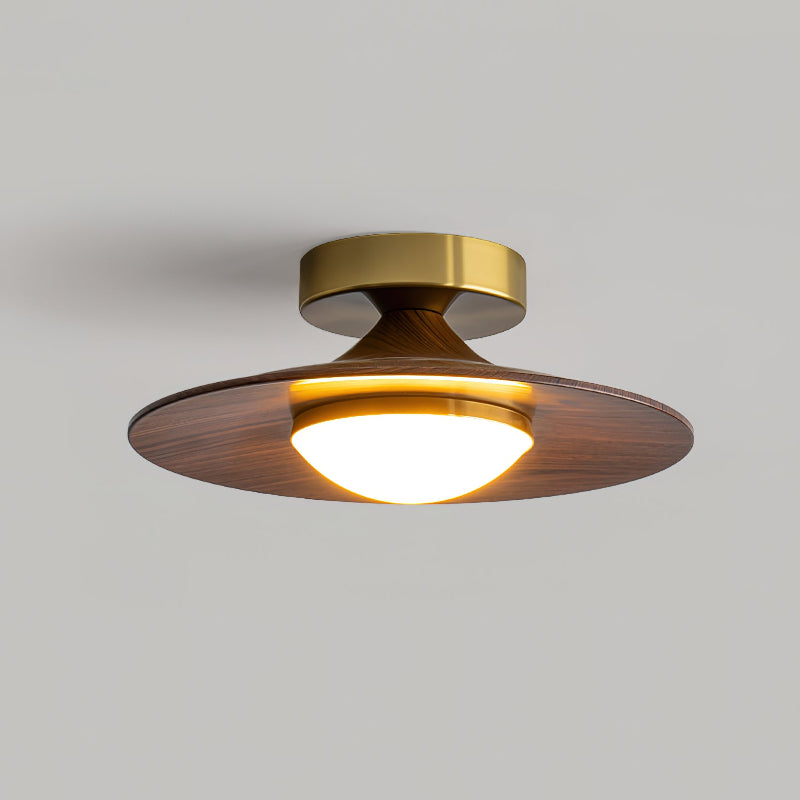 Contemporary Flush Mount Ceiling Light with Integrated LED & Wood Accent | Stylish Ceiling Light Fixture for Modern Spaces