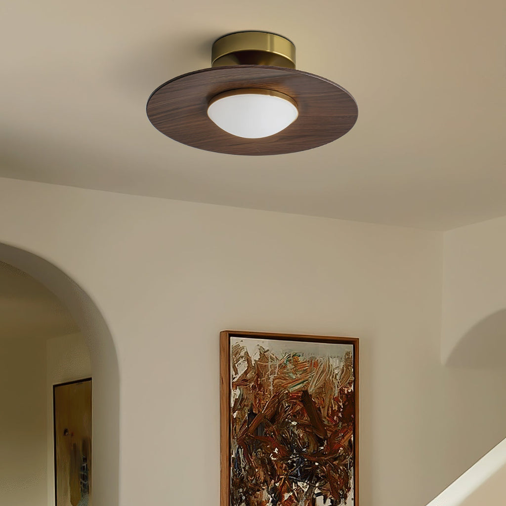 Contemporary Flush Mount Ceiling Light with Integrated LED & Wood Accent | Stylish Ceiling Light Fixture for Modern Spaces