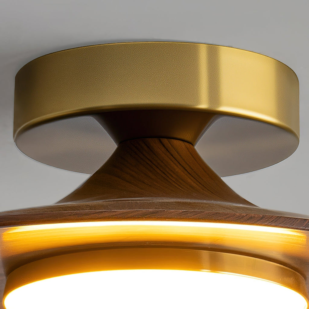 Contemporary Flush Mount Ceiling Light with Integrated LED & Wood Accent | Stylish Ceiling Light Fixture for Modern Spaces