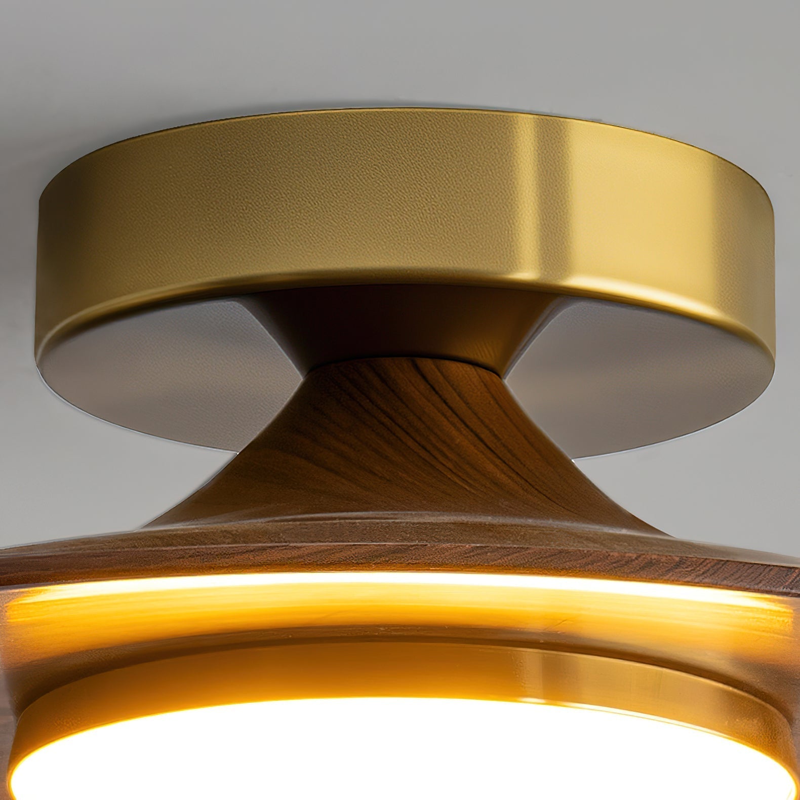 Contemporary Flush Mount Ceiling Light with Integrated LED & Wood Accent | Stylish Ceiling Light Fixture for Modern Spaces