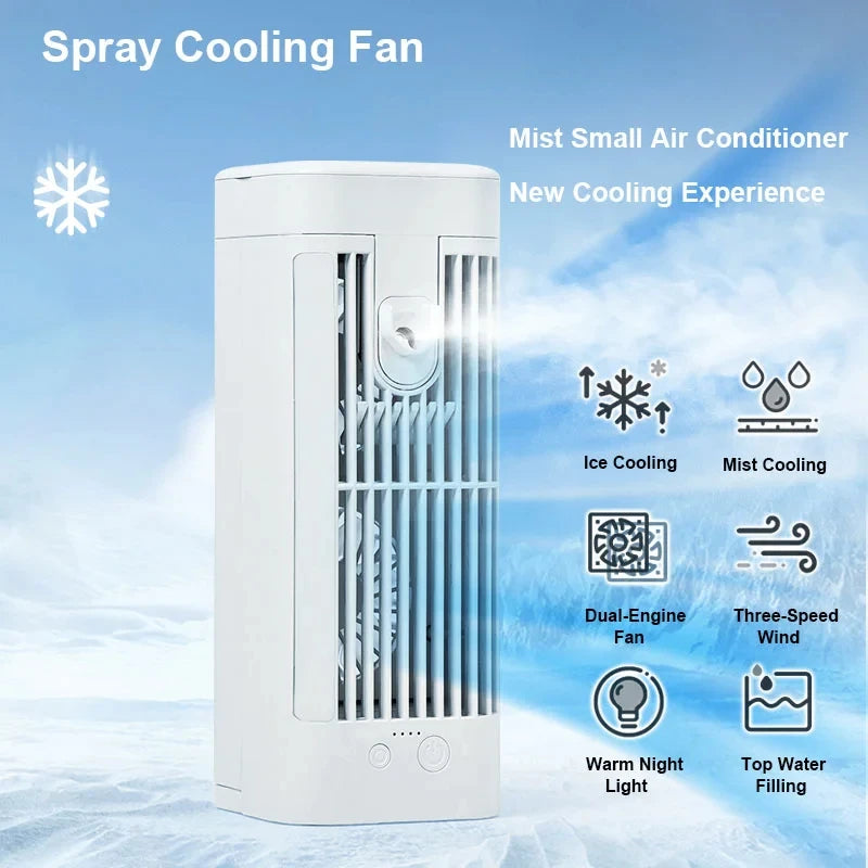 Cool Breeze | Portable Air Conditioner Desk Fan with Humidifier | Compact Cooling Solution for Personalized Comfort
