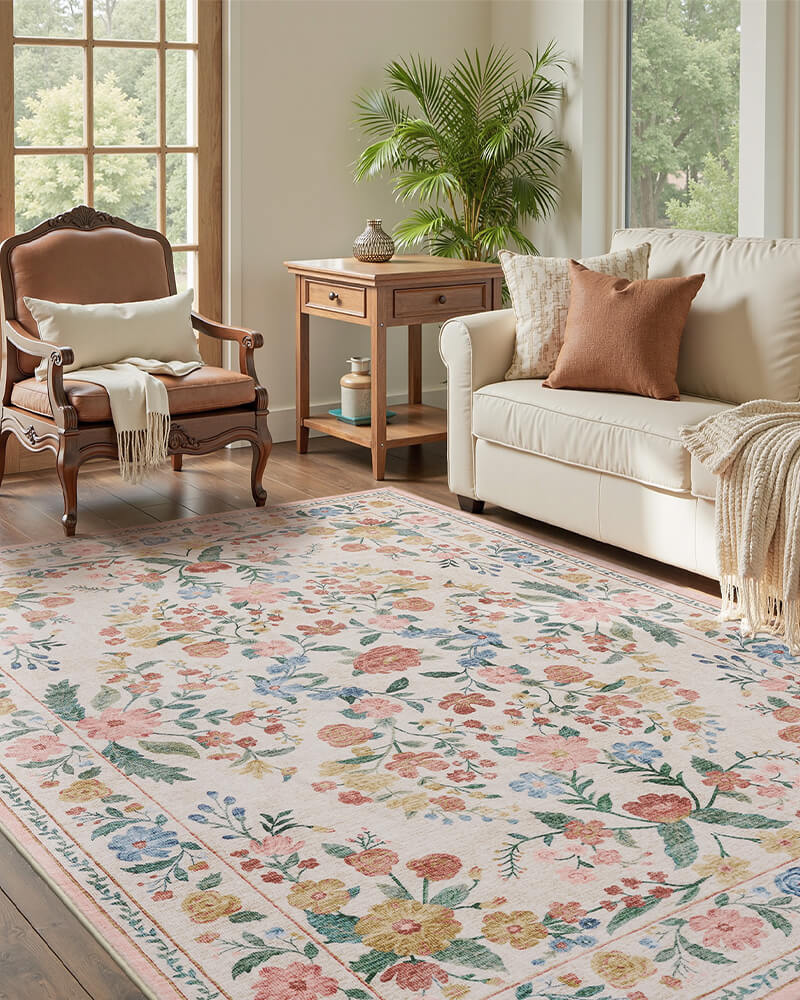 Cozy Comfort | Washable Area Rug with Non-Slip Backing | Safe & Easy Care for Homes