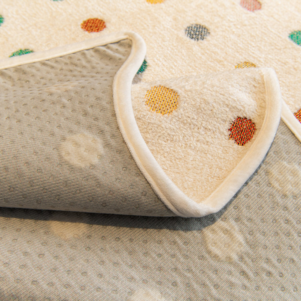 Plush Cream Polka Dot Non Slip Couch Cover for Daily Living
