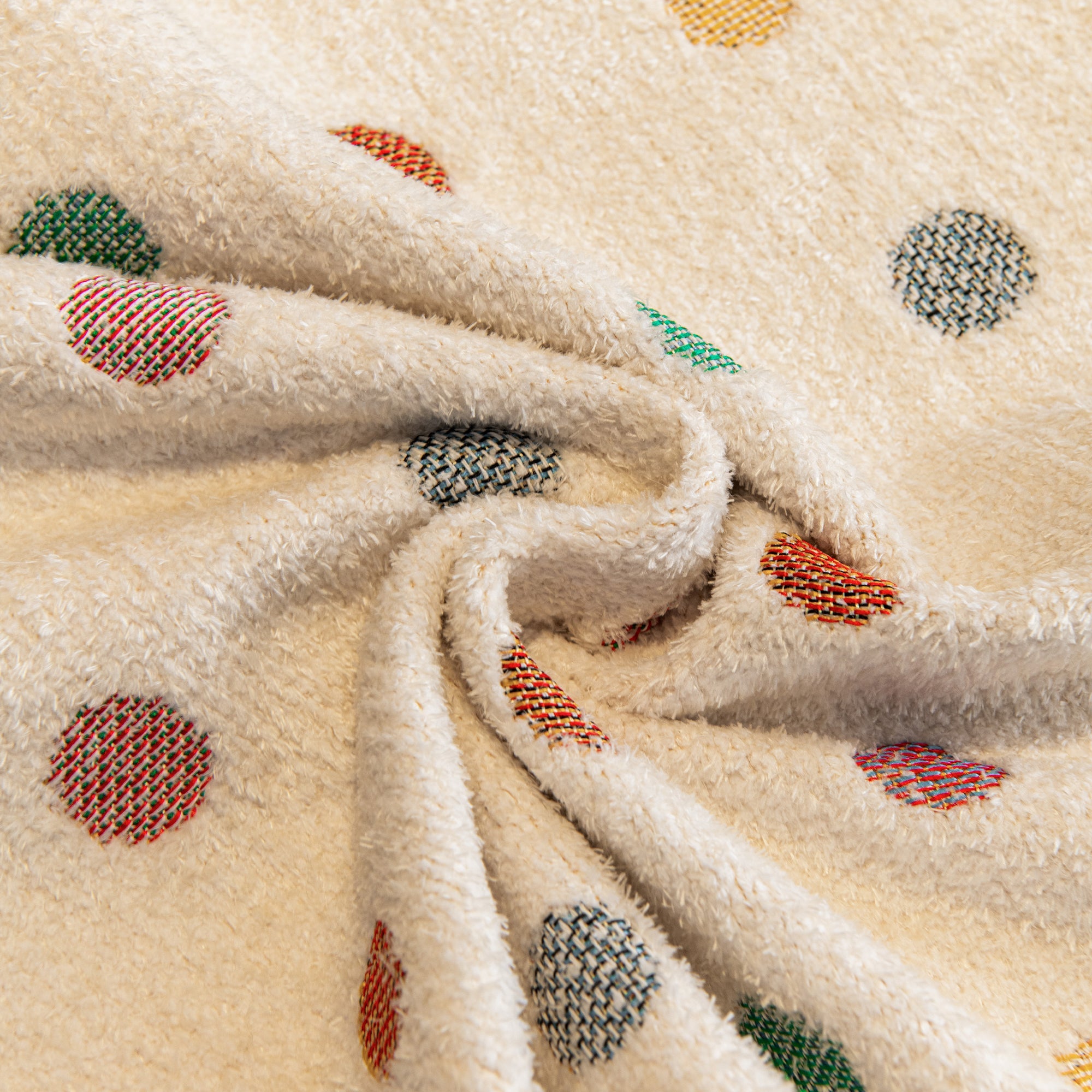 Plush Cream Polka Dot Non Slip Couch Cover for Daily Living