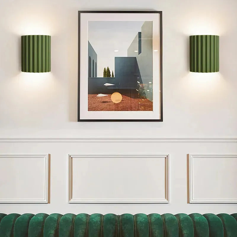 Ruffled Lampshade Wall Sconce, Modern LED, Green White, Tricolor, Bedroom