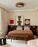 Walnut Ceiling Lamp Modern LED Flush Mount Light