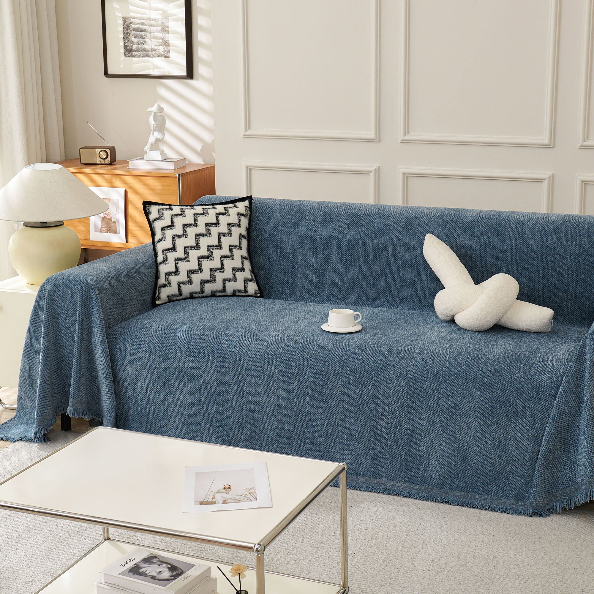 Soft Breathable Herringbone Sofa Cover for Modern Cozy Living