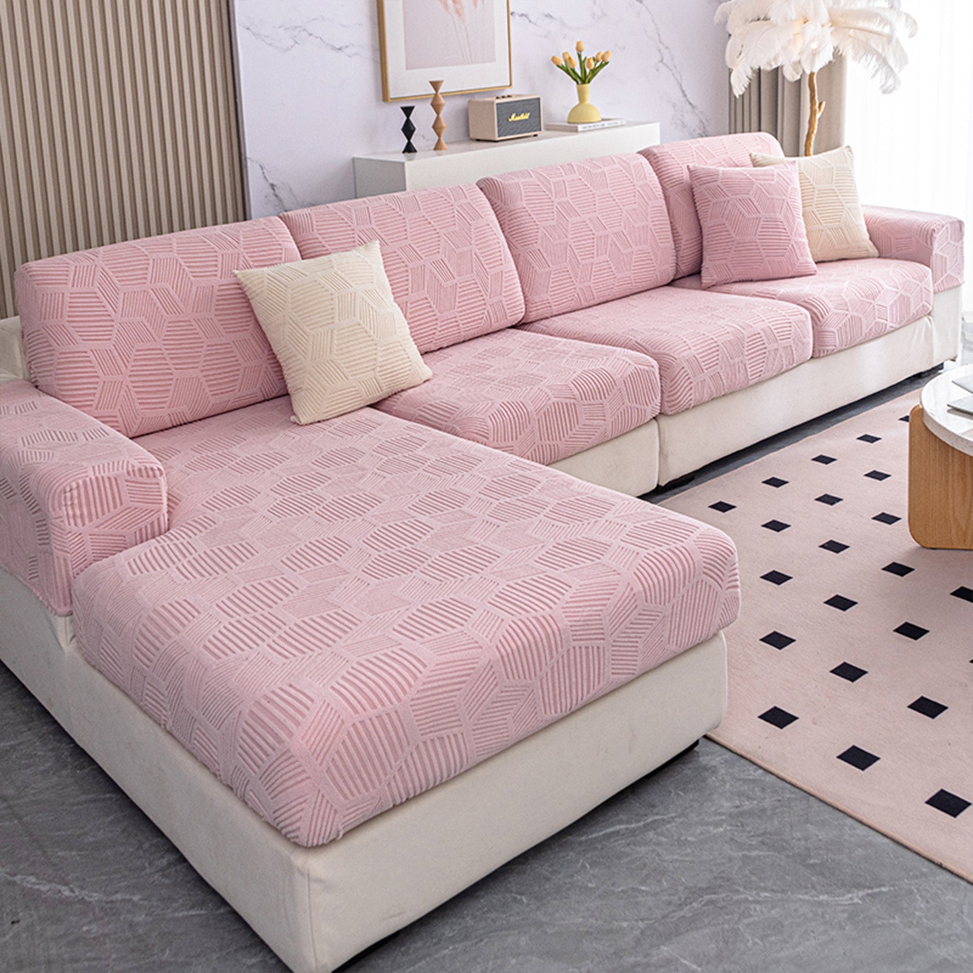 Water Resistant Honeycomb Jacquard Stretch Sofa Cover