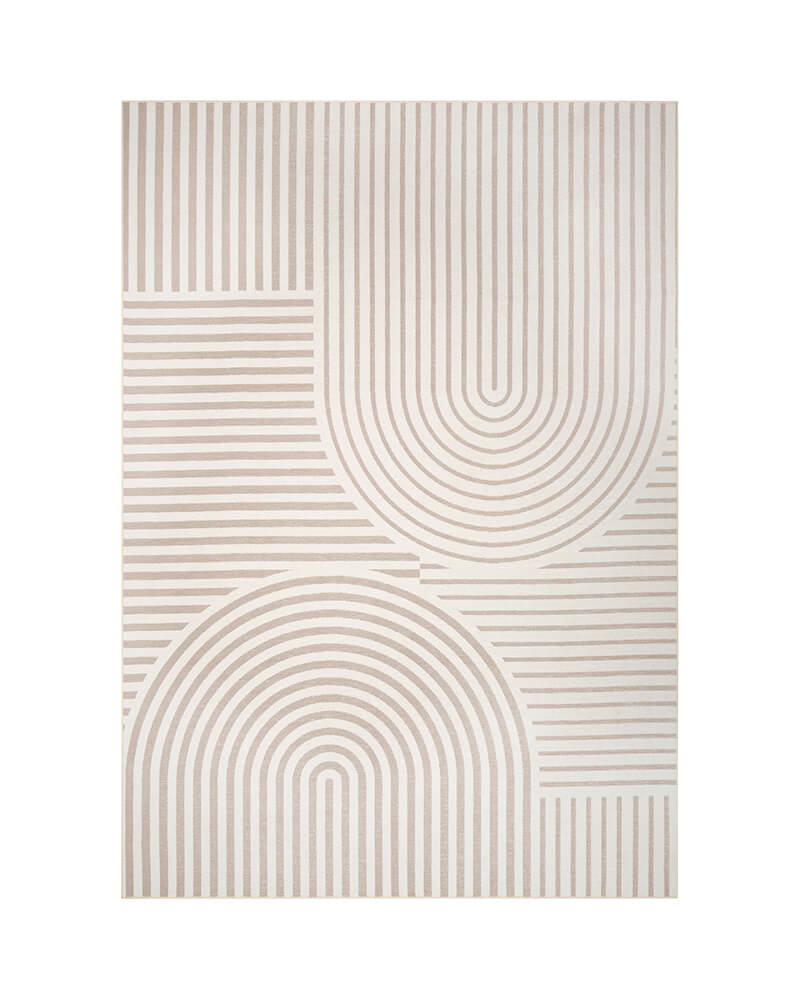 Echo Collection | Washable Area Rug in Beige with Non-Slip Backing | Cozy & Safe for Homes with Kids and Pets