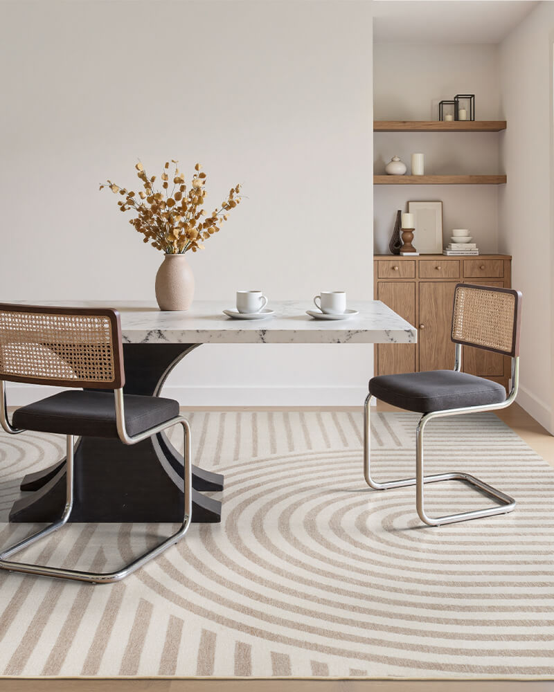 Echo Collection | Washable Area Rug in Beige with Non-Slip Backing | Cozy & Safe for Homes with Kids and Pets