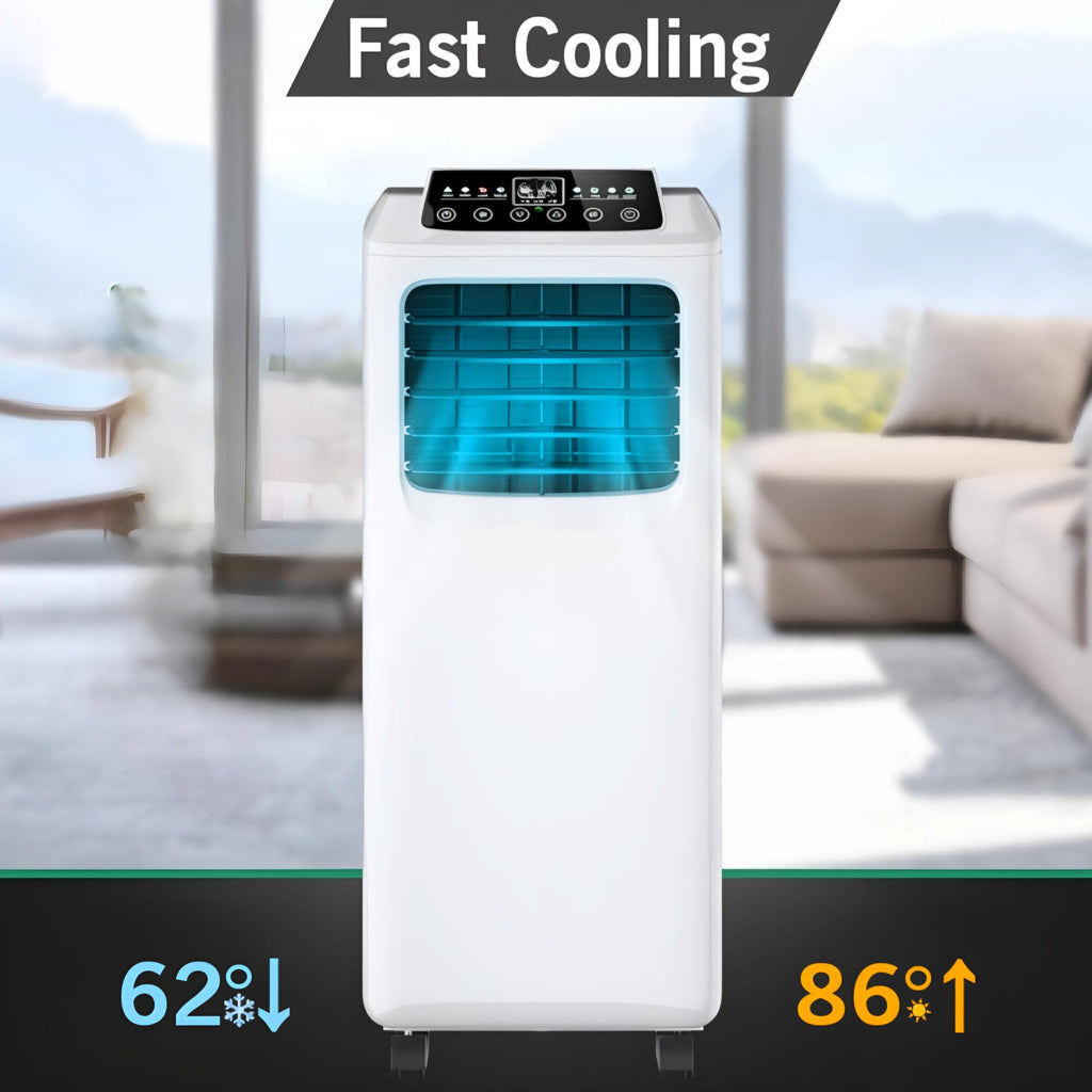9000 BTU compact portable air conditioner with dehumidifier