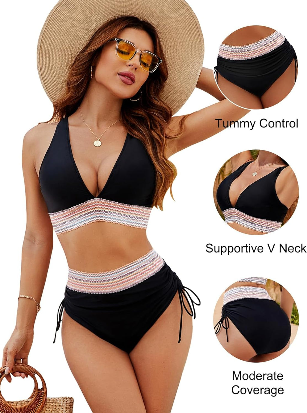Edna™ | High Waisted Bikini Set with Tummy Control & Push-Up Support | Elegant Two-Piece for Confidence
