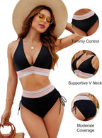 Edna™ | High Waisted Bikini Set with Tummy Control & Push-Up Support | Elegant Two-Piece for Confidence