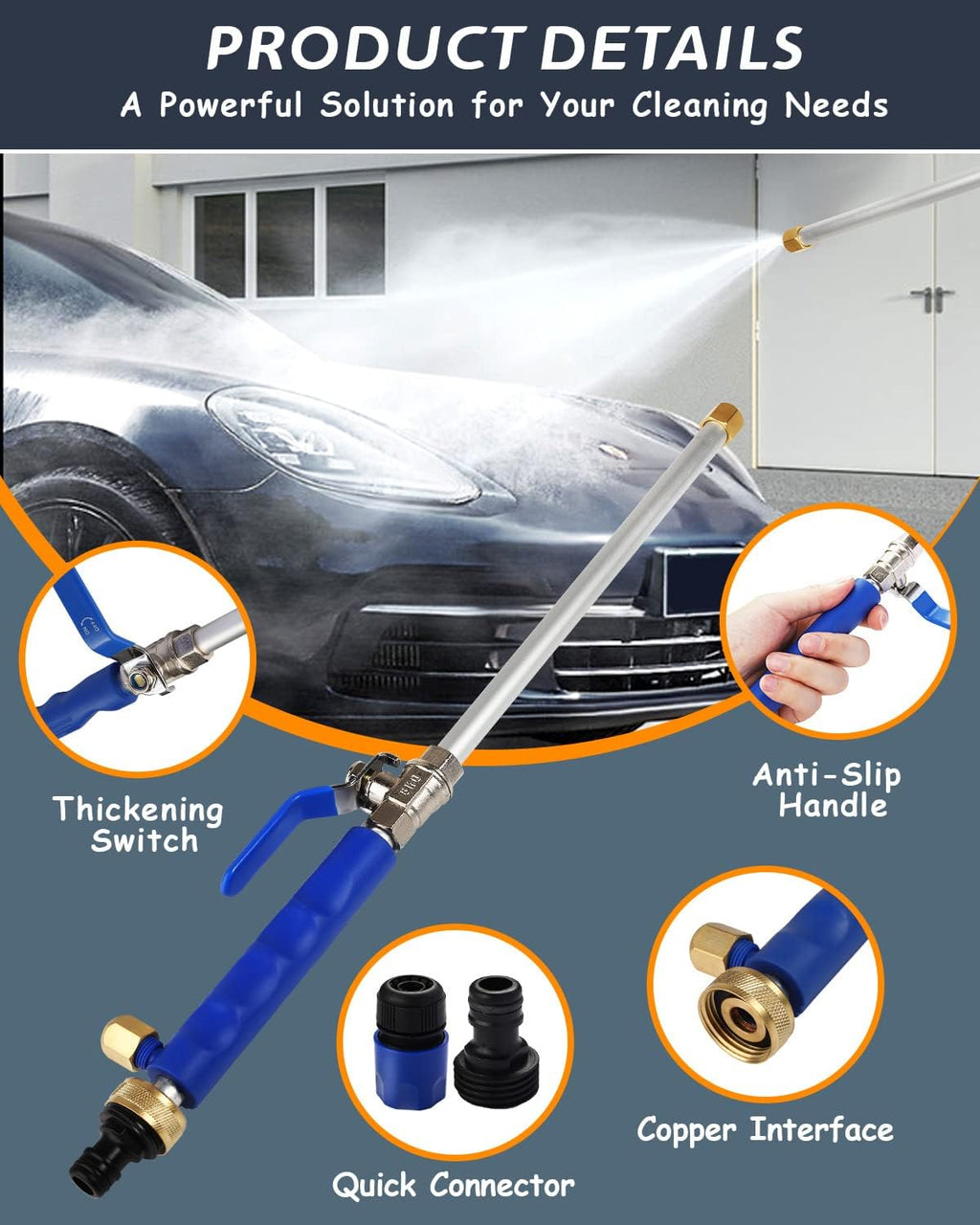 Effortless Clean | High-Pressure Hose Nozzle with Dual Nozzle Options | Durable Design for Versatile Cleaning