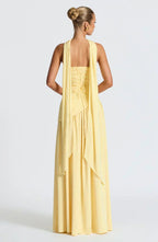 Elegant Asymmetric Maxi Dress | Strapless Design with High Slit for Formal Events