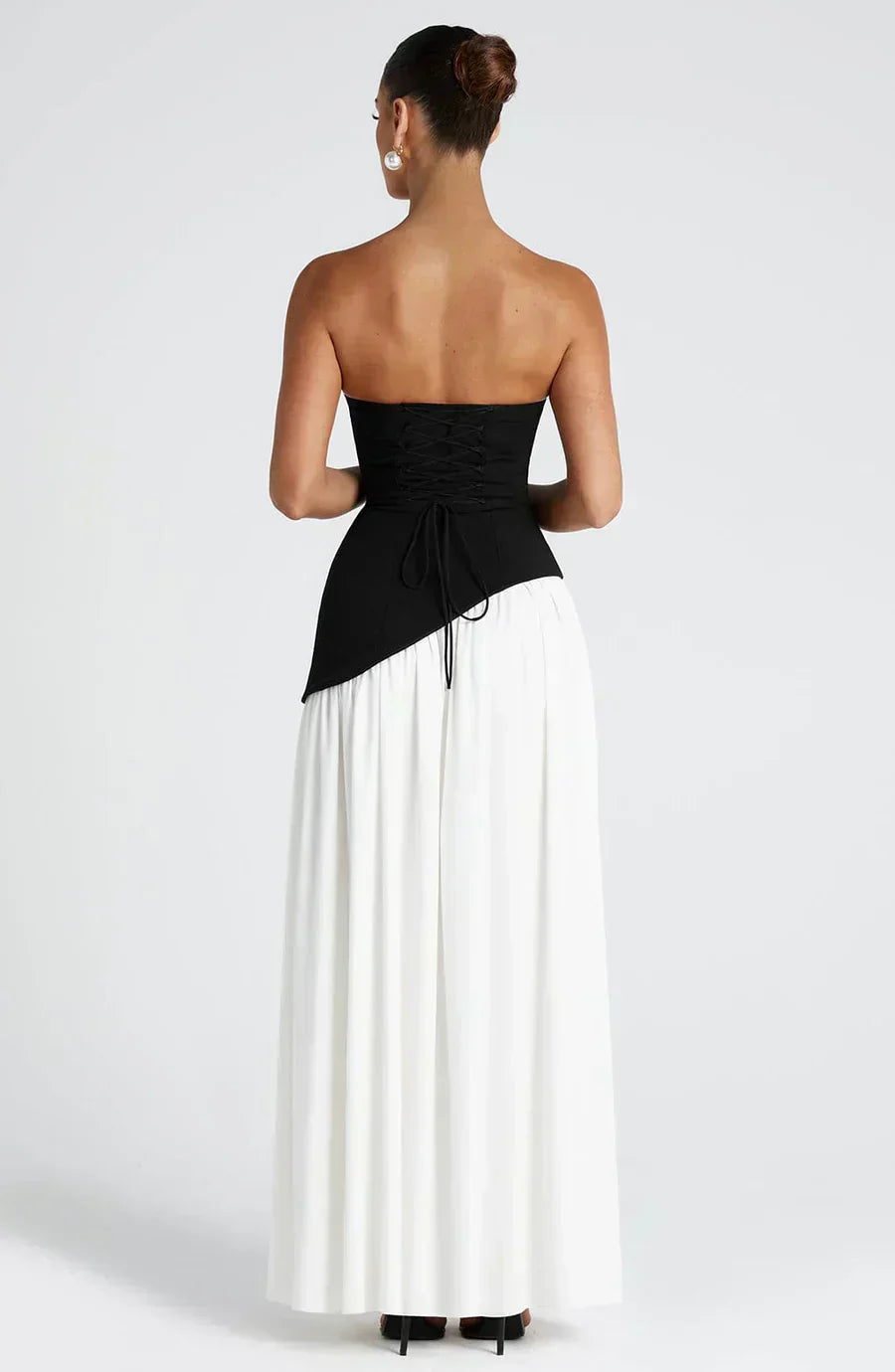 Elegant Asymmetric Maxi Dress | Strapless Design with High Slit for Formal Events