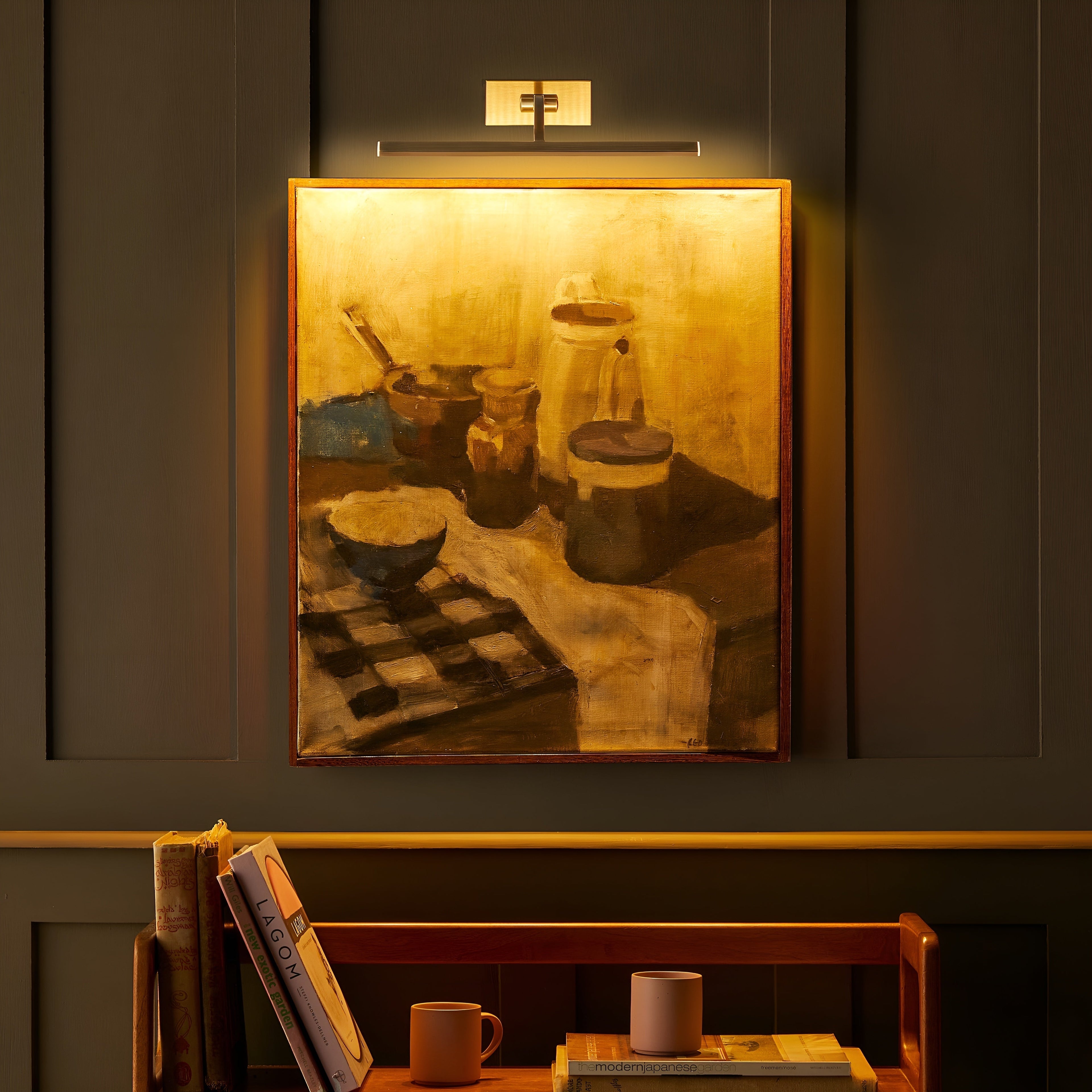 Elegant Brass Picture Light Sconce with Adjustable LED for Art Display