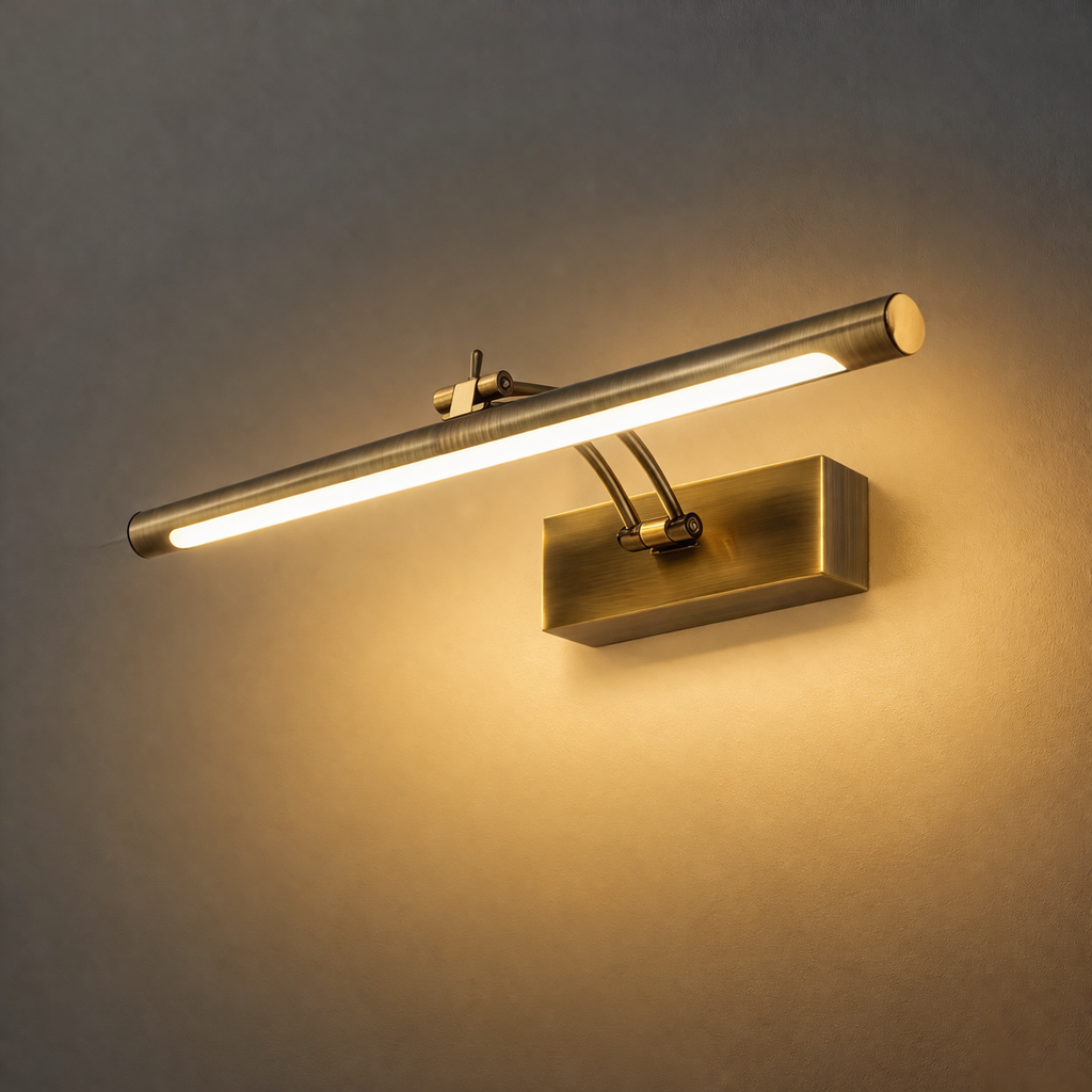 Elegant Brass Picture Light Sconce with Adjustable LED for Art Display