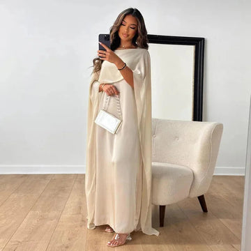Elegant Cape Maxi Dress for Women with Flattering Silhouette | Long Sleeve Design for Timeless Sophistication