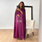 Elegant Cape Maxi Dress for Women with Flattering Silhouette | Long Sleeve Design for Timeless Sophistication