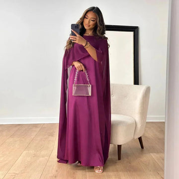 Elegant Cape Maxi Dress for Women with Flattering Silhouette | Long Sleeve Design for Timeless Sophistication