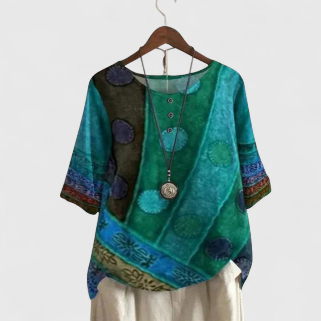 Elegant Collection | Women's Top with Unique Artistic Design | Flattering Blouse for Effortless Style