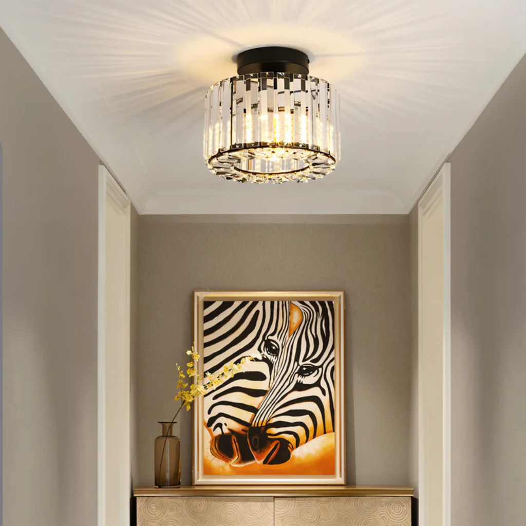 Elegant Crystal Flush Mount Ceiling Light with LED & 360° Illumination for Living Rooms and Bedrooms