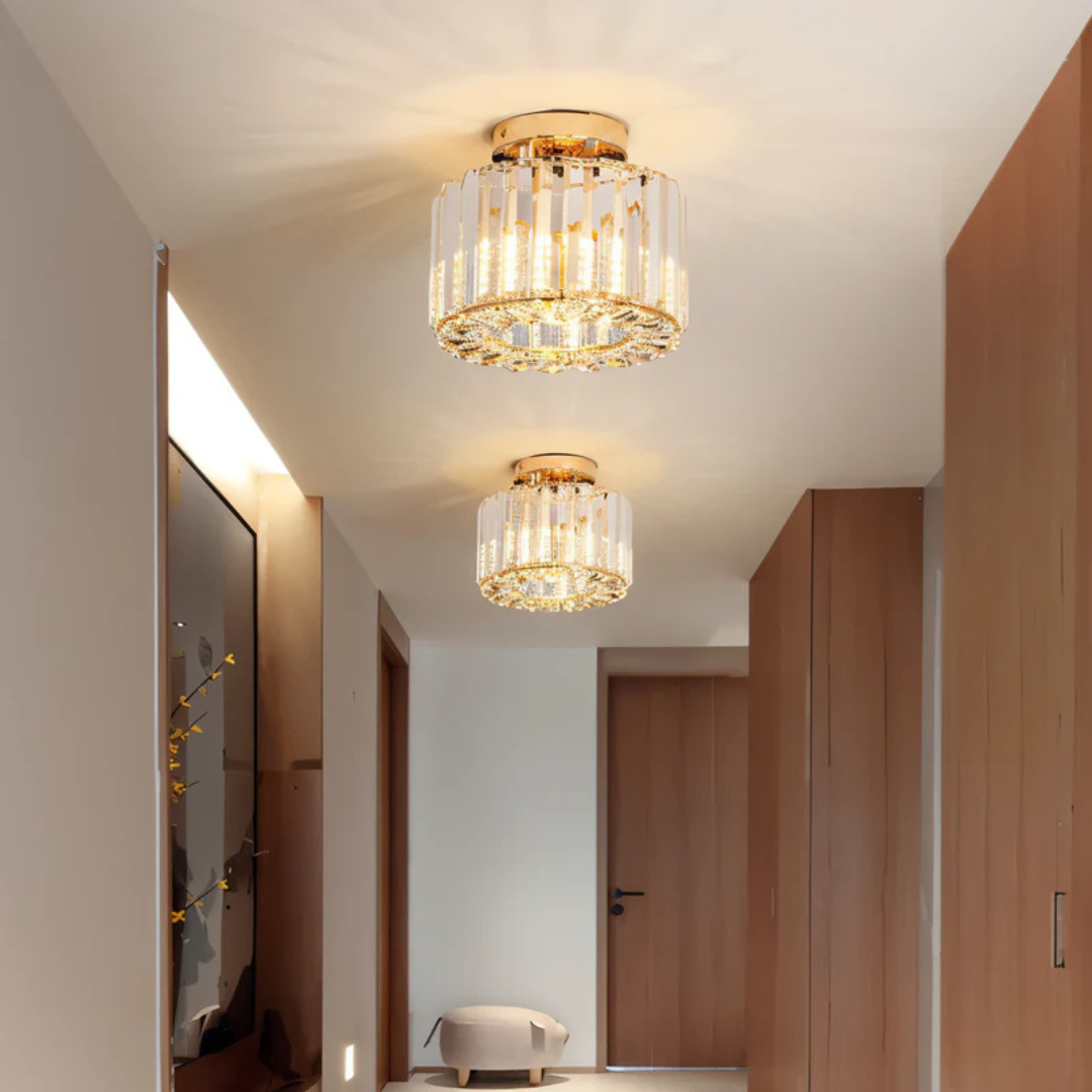 Elegant Crystal Flush Mount Ceiling Light with LED & 360° Illumination for Living Rooms and Bedrooms