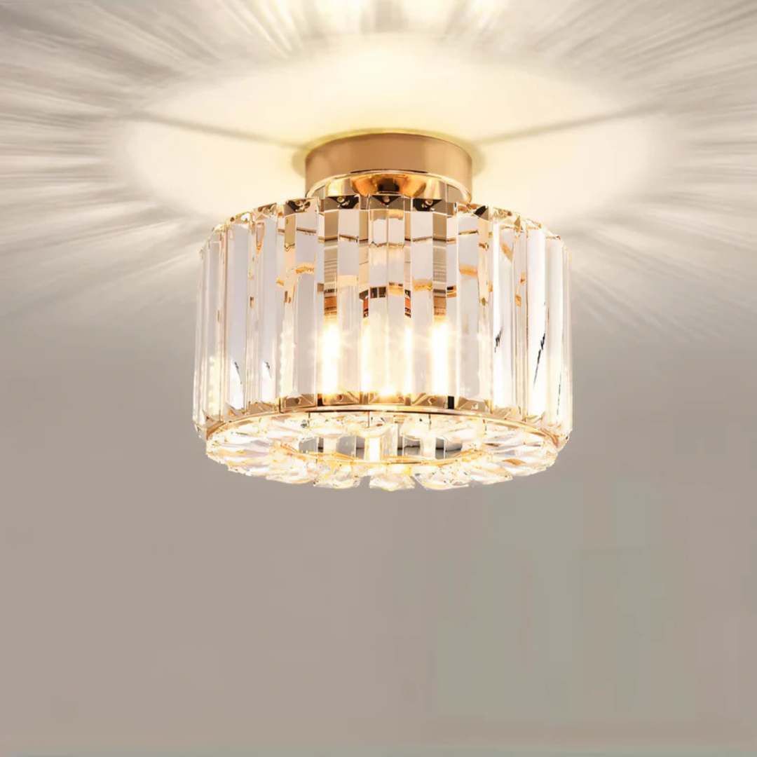 Elegant Crystal Flush Mount Ceiling Light with LED & 360° Illumination for Living Rooms and Bedrooms