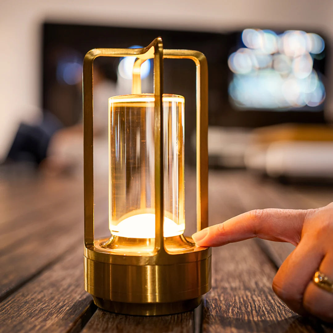 Crystal Lantern Lamp, Cordless LED, Remote Dimmable, Gold Black Silver, Outdoor