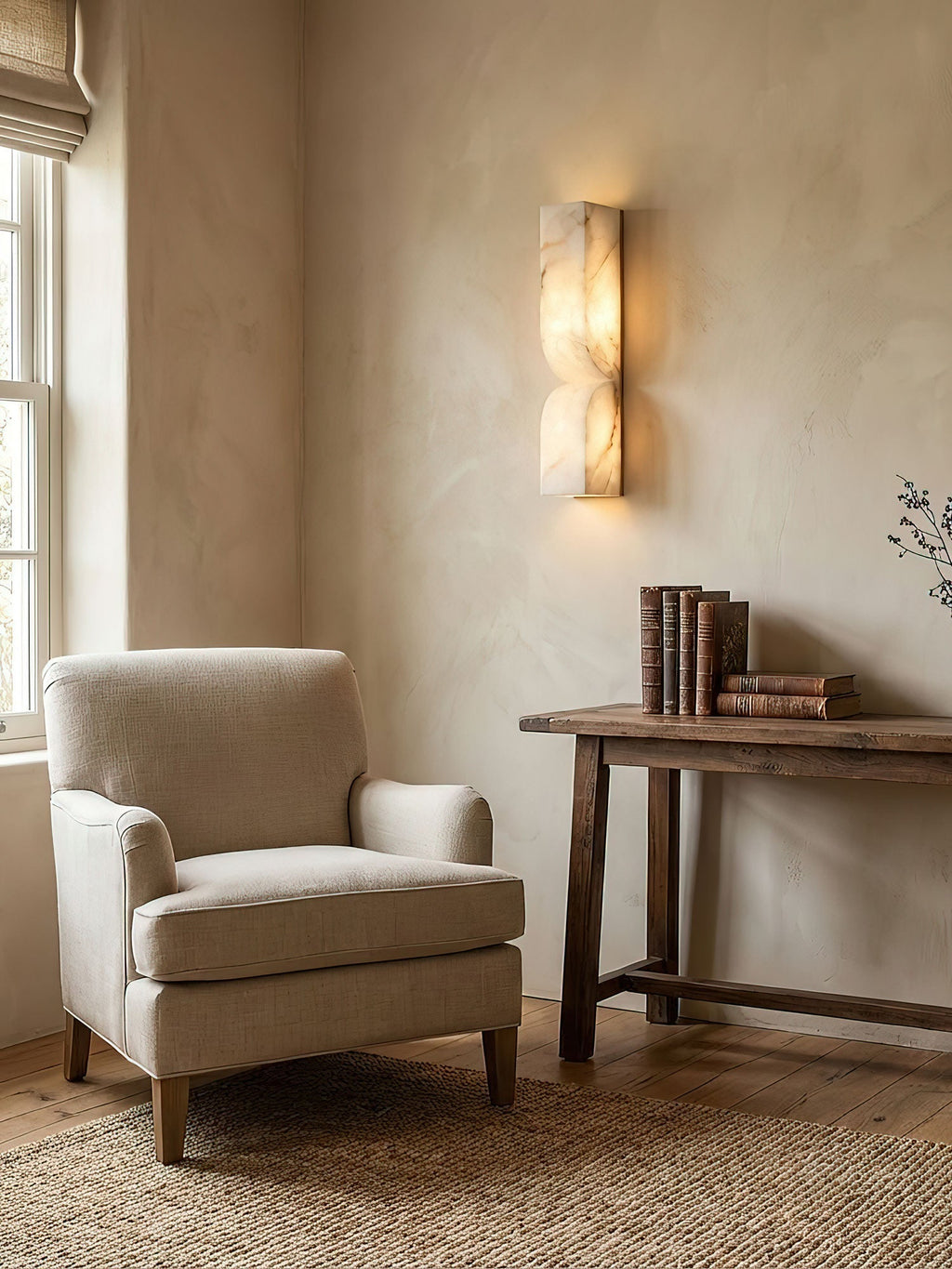Elegant Dimmable Wall Sconce Lighting with Alabaster Shade | Soft Glow for Hallways
