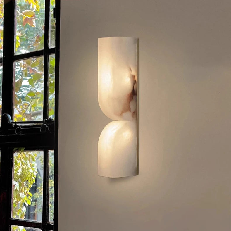 Elegant Dimmable Wall Sconce Lighting with Alabaster Shade | Soft Glow for Hallways