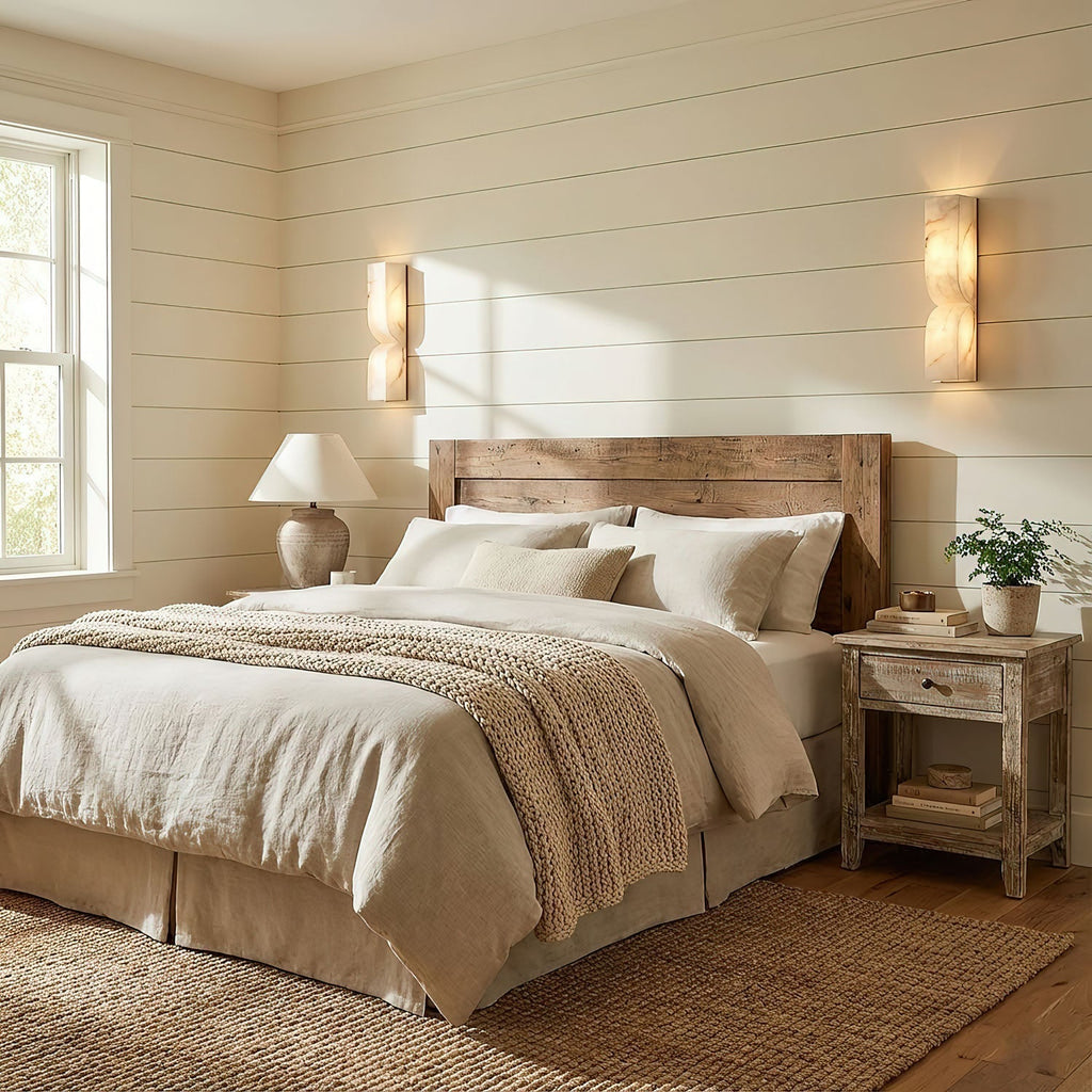 Elegant Dimmable Wall Sconce Lighting with Alabaster Shade | Soft Glow for Hallways