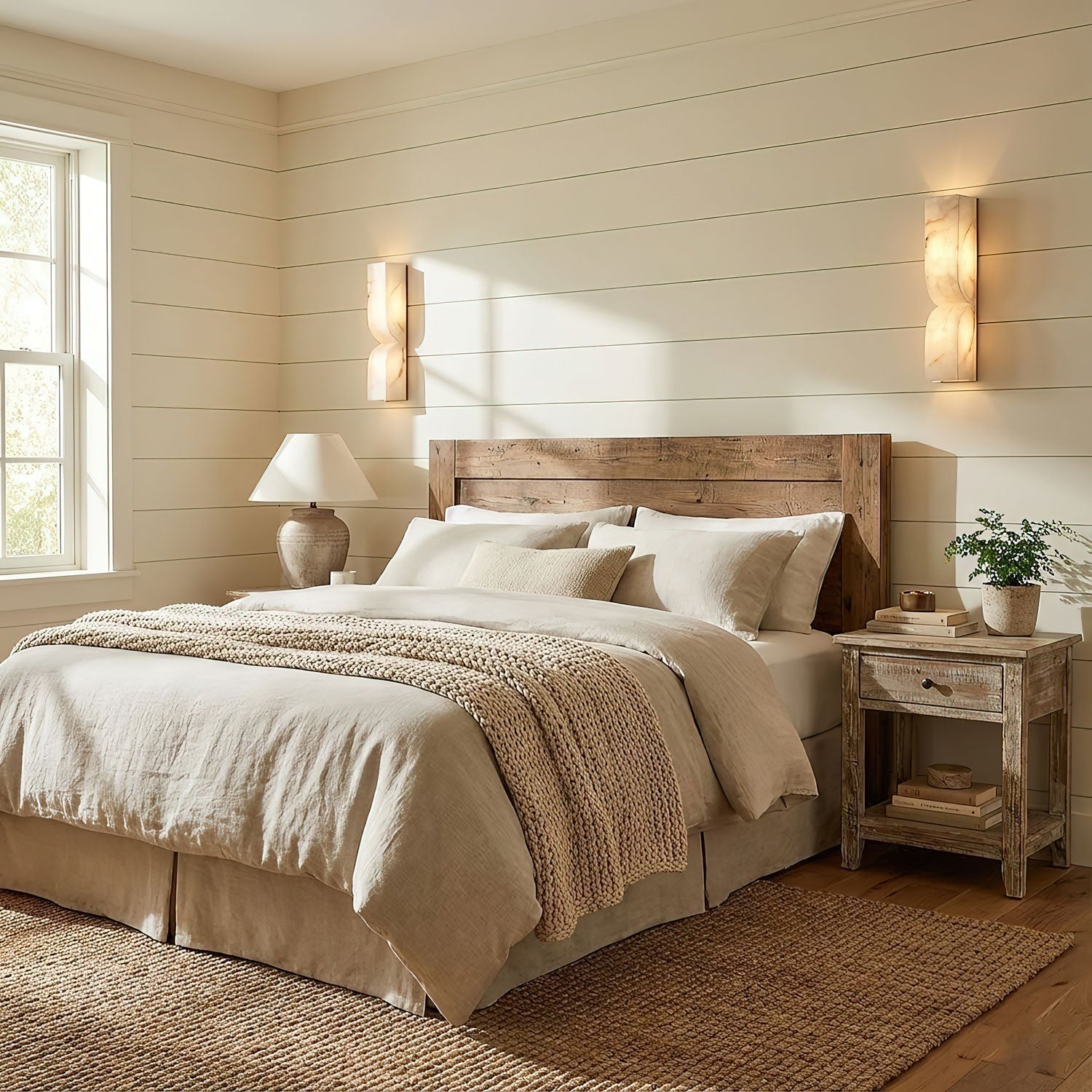 Elegant Dimmable Wall Sconce Lighting with Alabaster Shade | Soft Glow for Hallways