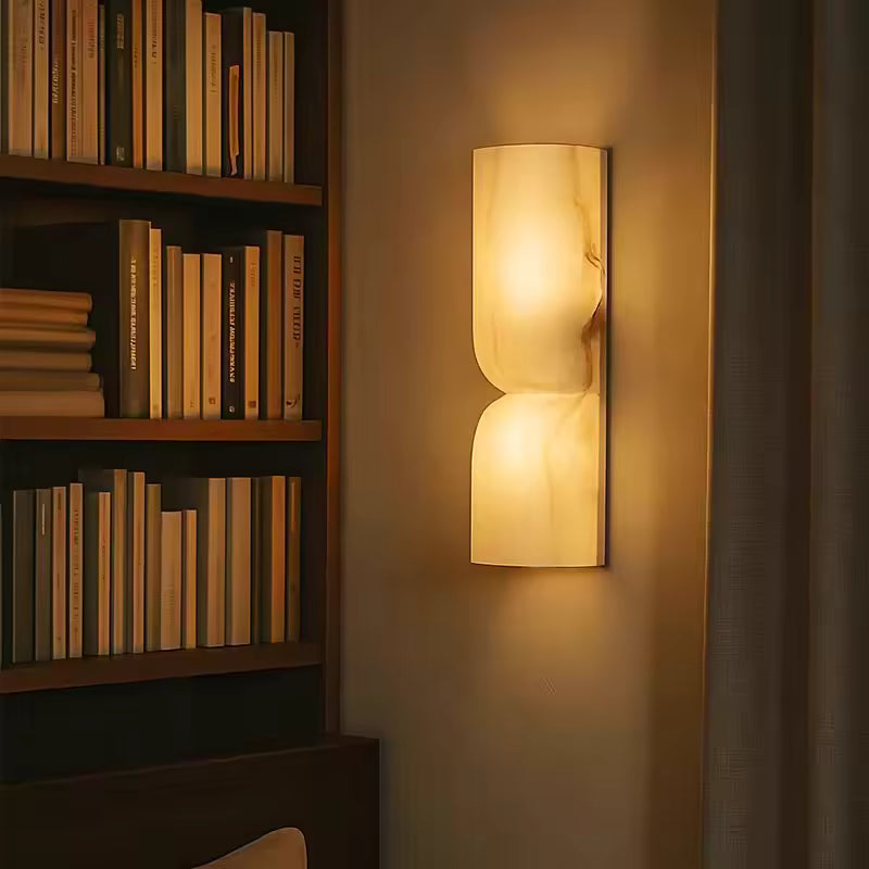 Elegant Dimmable Wall Sconce Lighting with Alabaster Shade | Soft Glow for Hallways