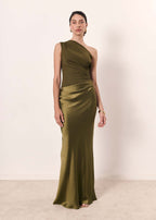 Elegant Evening Gown | One-Shoulder Maxi Dress with Flattering Fit | Perfect for Formal Weddings and Events