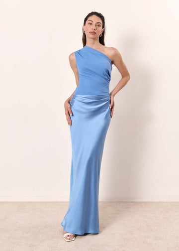 Elegant Evening Gown | One-Shoulder Maxi Dress with Flattering Fit | Perfect for Formal Weddings and Events