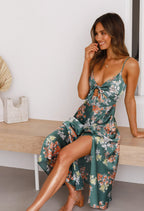 Elegant Floral Maxi Dress | Women's Summer Dress with Flattering Silhouette for Weddings and Special Occasions