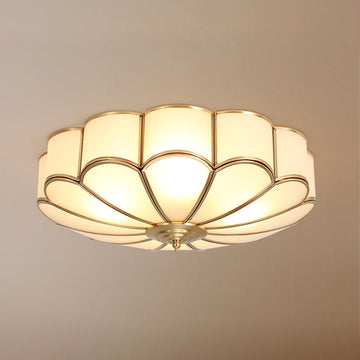 Elegant Flower Glass Ceiling Light with Frosted Brass Frame | Modern Design for Ambient Illumination