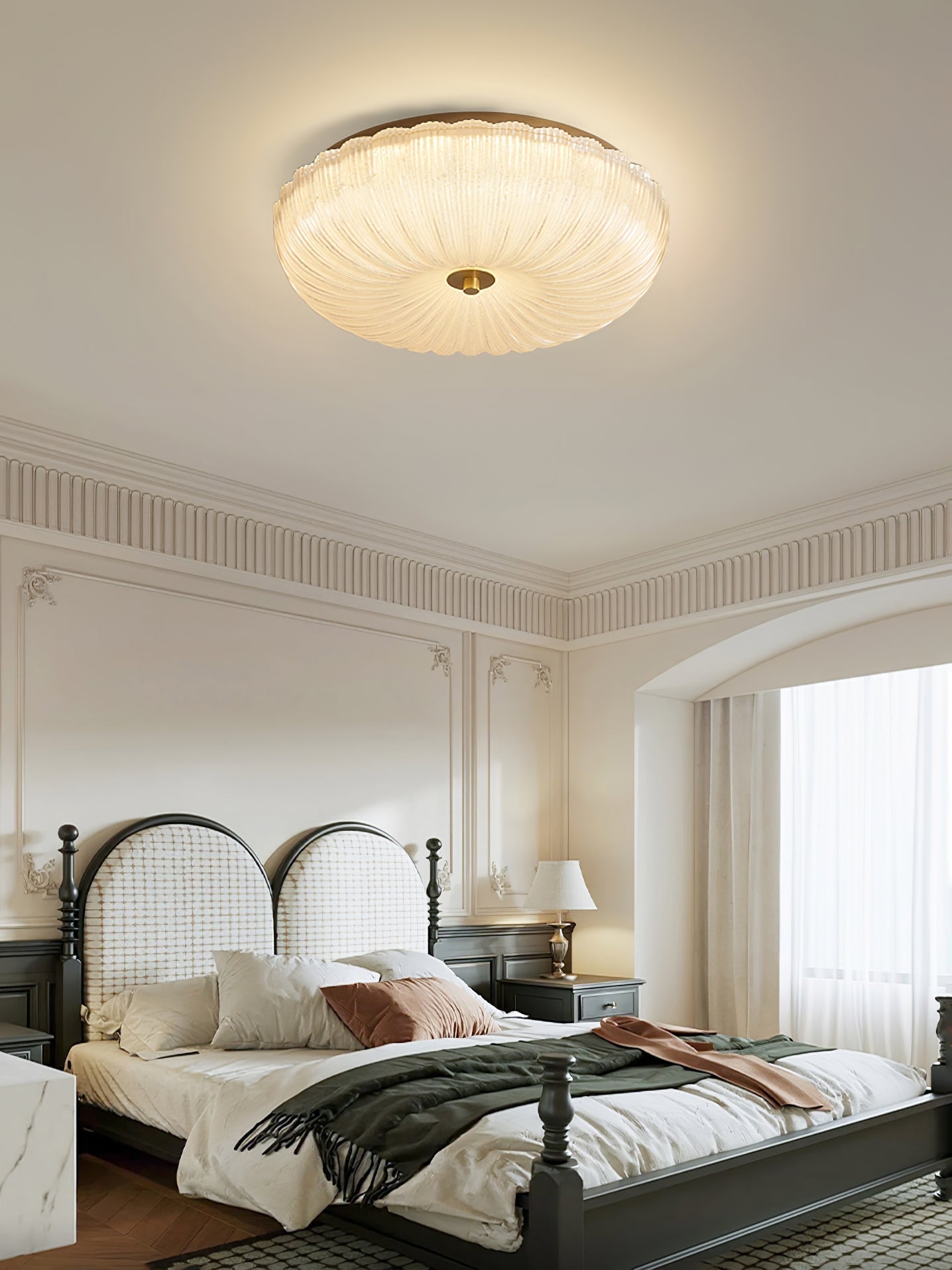 Elegant Flush Mount Ceiling Light with Dimmable LED & Frosted Glass for Cozy Ambiance