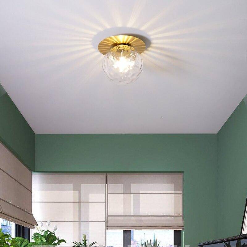 Glass Globe Flush Mount Ceiling Light, Brushed Brass, Dimmable, Gold Bronze
