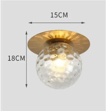 Glass Globe Flush Mount Ceiling Light, Brushed Brass, Dimmable, Gold Bronze