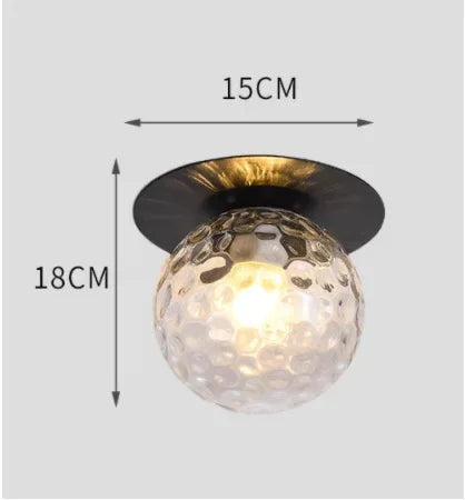 Glass Globe Flush Mount Ceiling Light, Brushed Brass, Dimmable, Gold Bronze