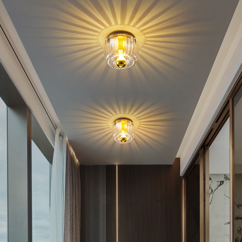 Elegant Flush Mount Ceiling Light with Unique Sun Design & Copper Accents for Stylish Living Room and Bedroom Decor