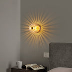 Elegant Flush Mount Ceiling Light with Unique Sun Design & Copper Accents for Stylish Living Room and Bedroom Decor