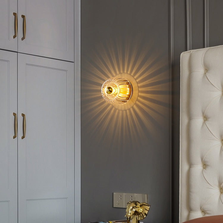 Elegant Flush Mount Ceiling Light with Unique Sun Design & Copper Accents for Stylish Living Room and Bedroom Decor
